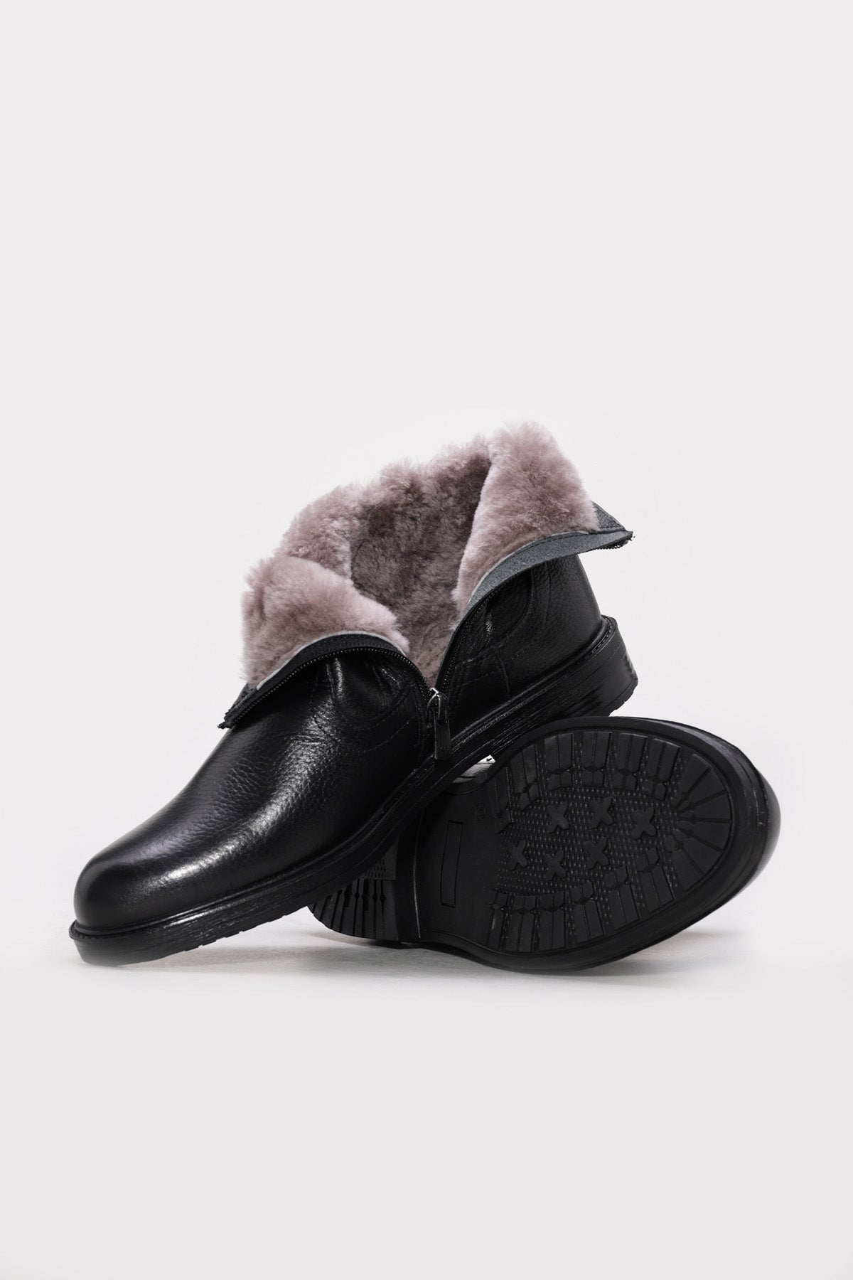 Genuine Leather Furry Black Floter Man Classical Boot