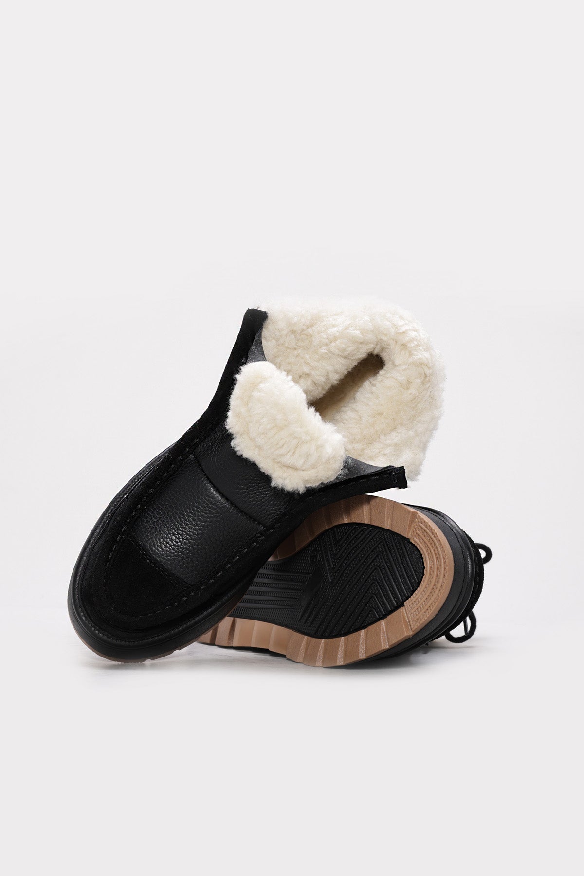 Genuine Leather Black Suede Woman Thick Base Boot