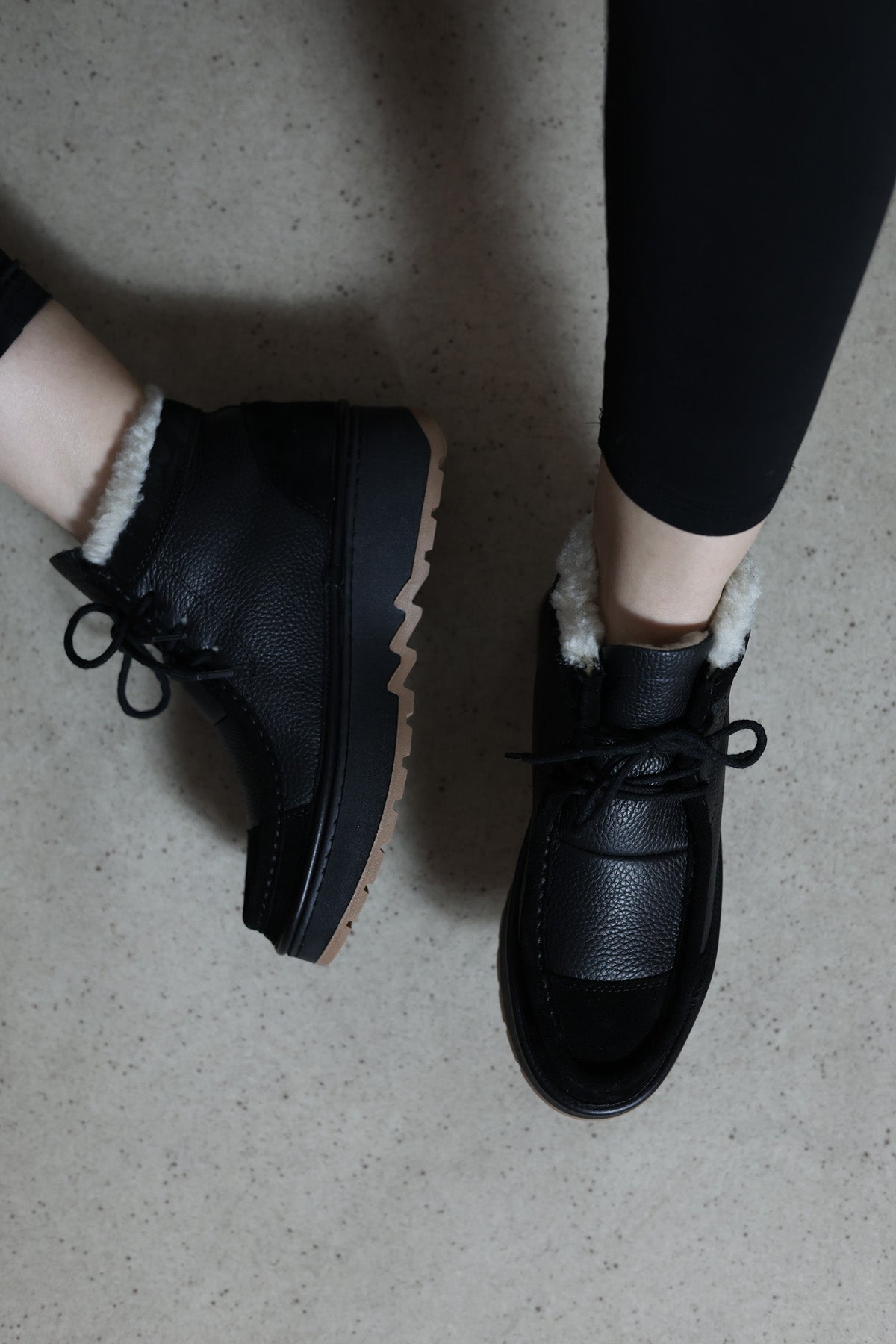 Genuine Leather Black Suede Woman Thick Base Boot